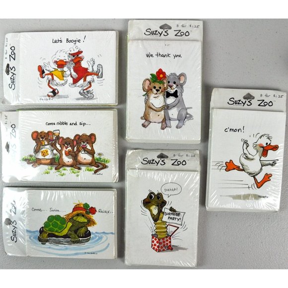 Suzys Zoo Vtg Party Invitations 10 Packs Lot Thank You Boogie Surprise Evps New - Picture 4 of 5